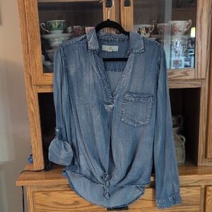 Denim Blue Chambray Women's Top
